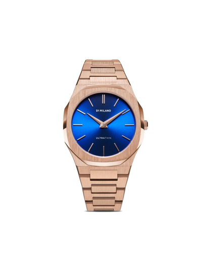 D1 Milano Watch Ultra Thin Bracelet 34 Mm In Blue/rose Gold