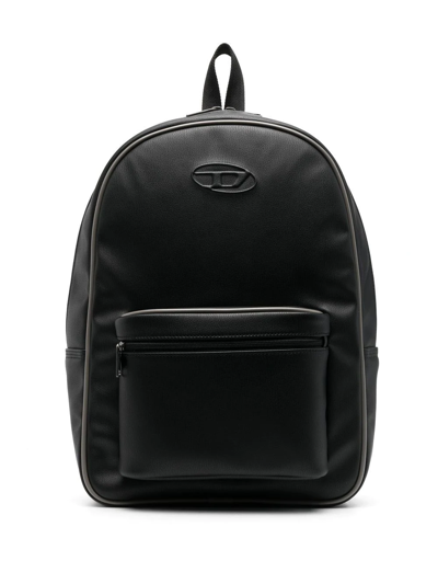 Diesel Embossed-logo Backpack In Black