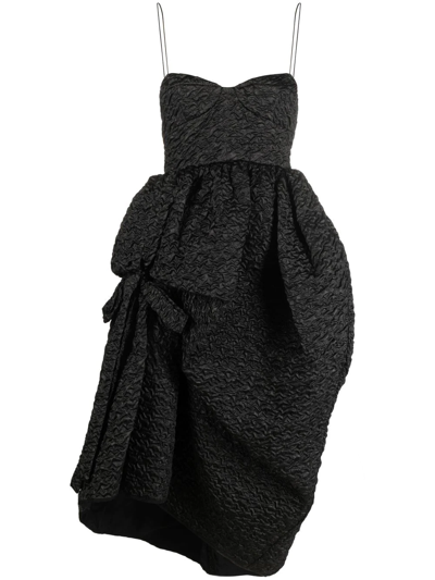 Cecilie Bahnsen Bustier Dress With Asymmetrical Skirt And Bow In Black
