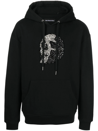 God's Masterful Children Crystal-skull Drawstring Hoodie In Black