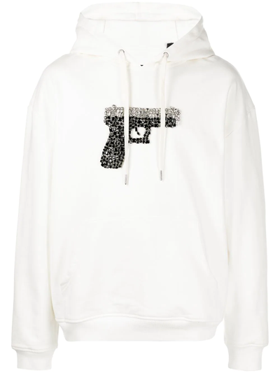 God's Masterful Children Triggered Crystal-embellished Hoodie In White
