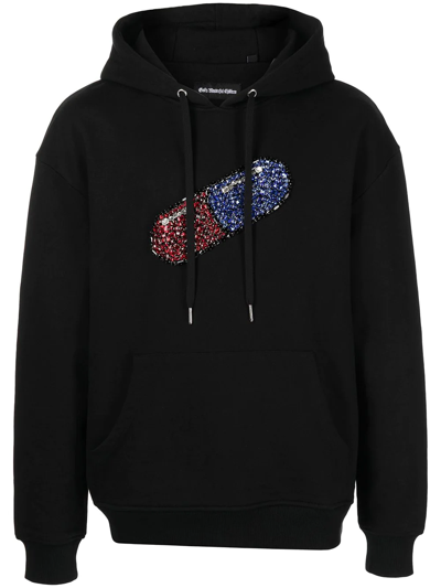 God's Masterful Children Pill Crystal-embellished Hoodie In Black