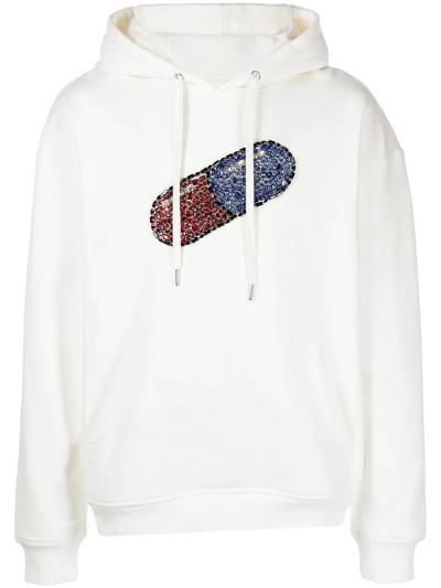 God's Masterful Children Pill Crystal-embellished Hoodie In White