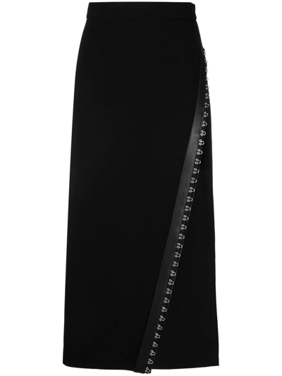 Roberto Cavalli Side-slit Fitted Midi Skirt In Nero