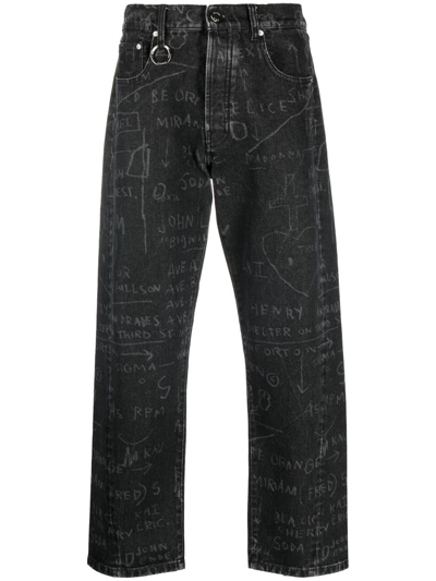 Etudes Studio Corner Sketch-style-print Jeans In Black