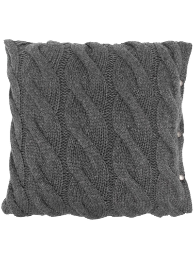 Brunello Cucinelli Intarsia-knit Square Pillow In Grau