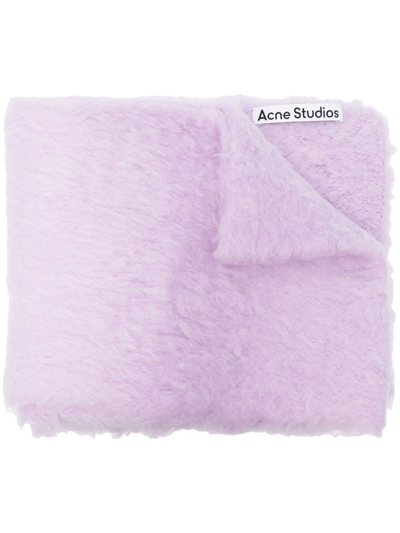 Acne Studios Brushed Knitted Scarf In Pale Lilac