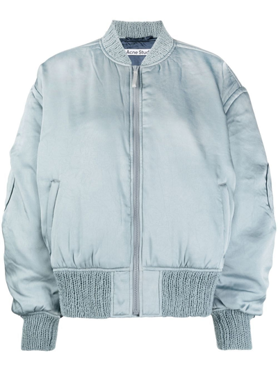 Acne Studios Ankle Patch Oversized Bomber Jacket In Blue