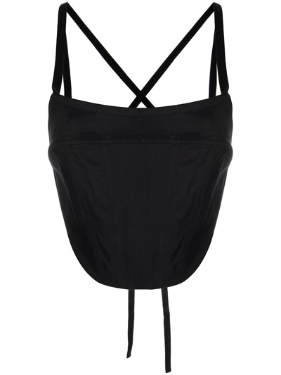 Rosetta Getty Backless Corset Top In Black