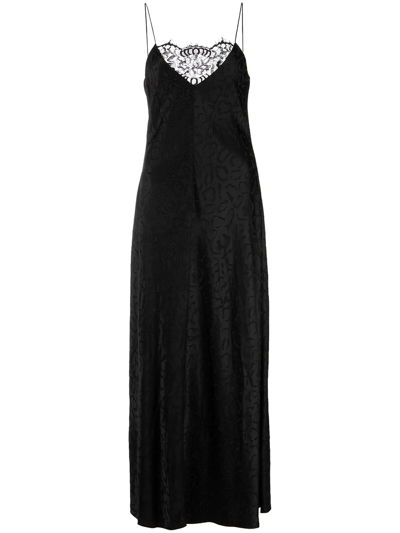 Rosetta Getty Lace-trim Jacquard Slip Dress In Black