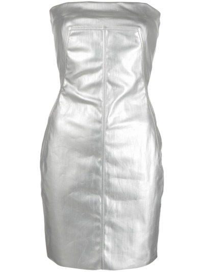 Rick Owens Silver-tone Cotton Blend Bustier Mini Dress.