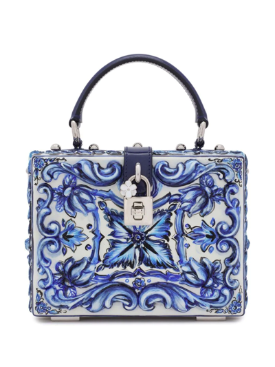 Dolce & Gabbana Majolica Box Top-handle Bag In Blue