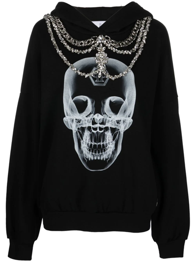 Philipp Plein X-ray Crystal-embellished Hoodie In Black