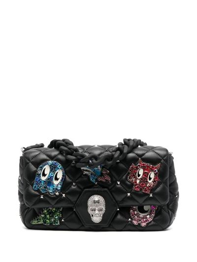 Philipp Plein Monsters Leather Shoulder Bag In Black