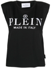 PHILIPP PLEIN EMBROIDERED-LOGO PADDED SHOULDER TANK TOP