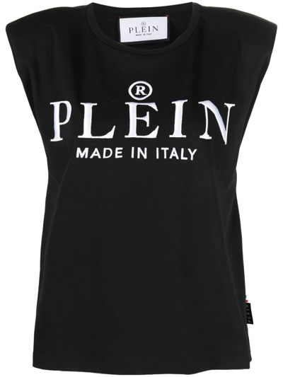 Philipp Plein Logo-print Cotton Tank Top In Black