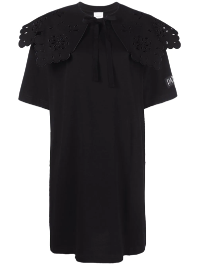 Patou Detachable Collar T-shirt Dress In Black