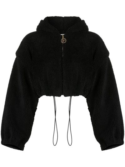 Patou Cropped Faux-shearling Jacket In Schwarz