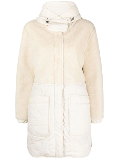 Woolrich Alba 拼接派克大衣 In Milky Cream