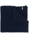 Woolrich Cashmere Ribbed Scarf In Melton Blue