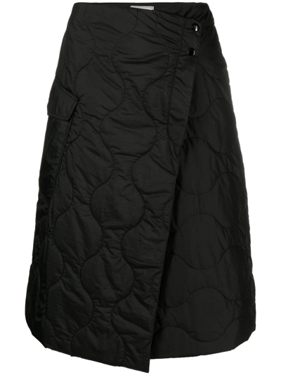 Woolrich Quilted-finish Wrap Skirt In Schwarz