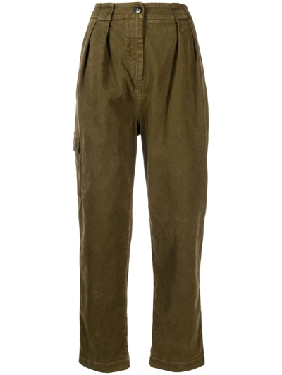 Woolrich High-waisted Straight-leg Jeans In Earth Green