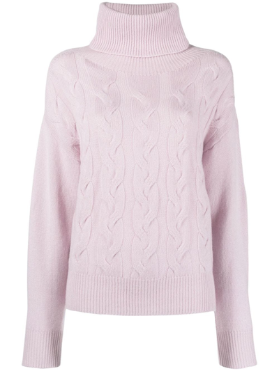 Woolrich Turtleneck Cable-knit Jumper In Rosa