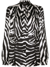 Dolce & Gabbana Slim Fit Zebra Printed Silk Crepe Shirt In Black