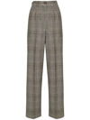 Dolce & Gabbana Check-pattern Virgin Wool Wide-leg Trousers In Grey