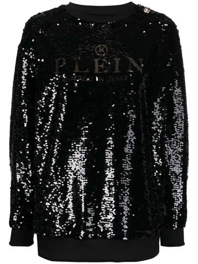 Philipp Plein Sequin-embellished Sweatshirt In Black