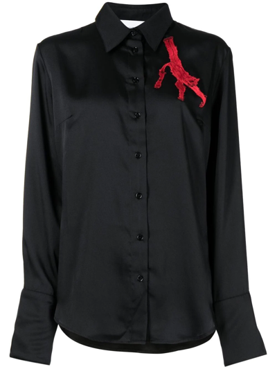 Az Factory Embroidered-cat Detail Shirt In Black