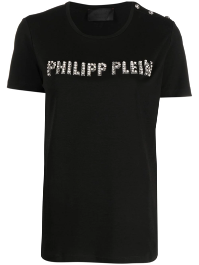 Philipp Plein Logo-embellished Short-sleeve T-shirt In Schwarz