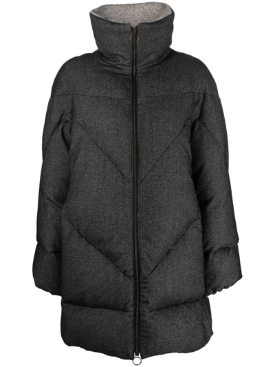 Eleventy Quilted Shearling-lined Coat In Grau