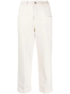 Eleventy High Waist Stretch Cotton Jeans In Nude