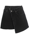Ksubi Asymmetric Wrap Denim Skirt In Schwarz