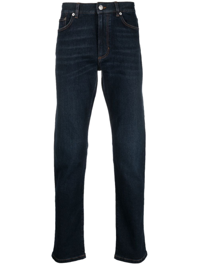 Zegna Mid-rise Straight Leg Jeans In Blue
