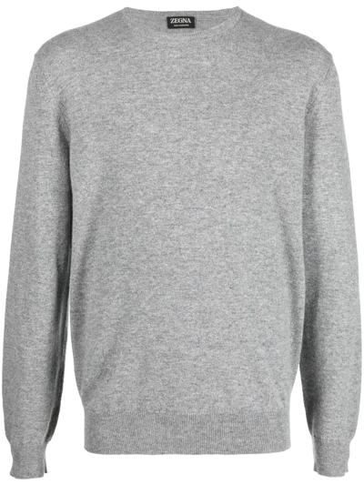 Zegna Men's Casheta Cashmere-silk Crewneck Sweater In Grey