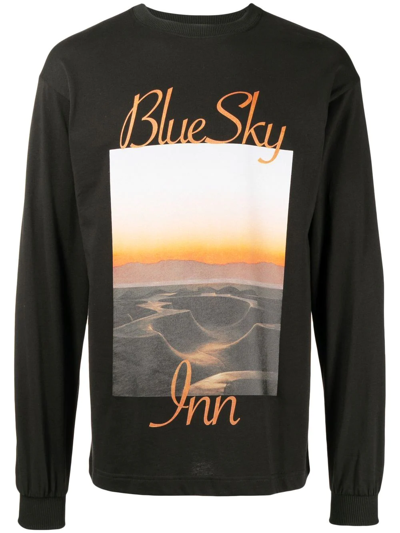 Blue Sky Inn Photograph-print Cotton Long-sleeve T-shirt In Schwarz