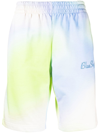 Blue Sky Inn Embroidered-logo Tie-dye Shorts In Blau