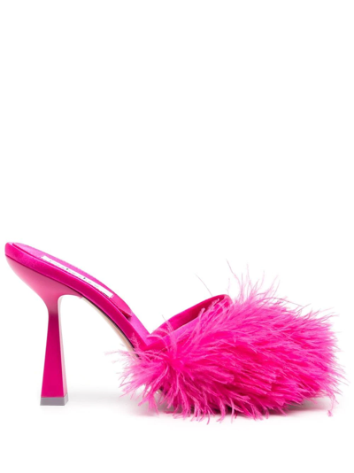 Sebastian Milano Sebastian 110mm Feather-trim Sandals In Fuchsia