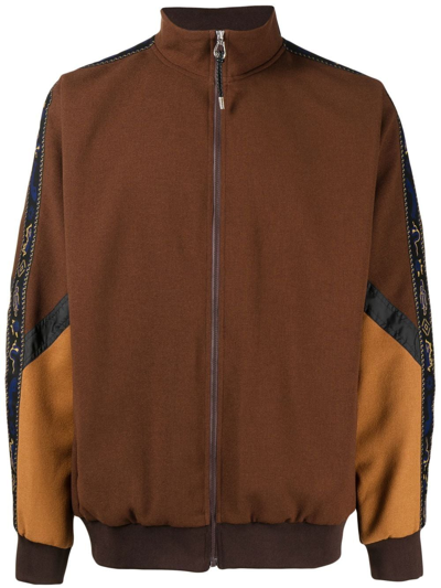 Toga Virilis Colour-block Zipped Sweater In Braun