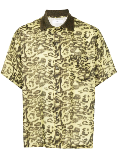 Toga Virilis Leopard Print Short-sleeve Shirt In Yellow