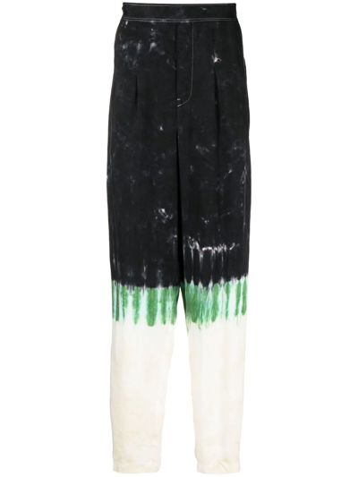 Toga Virilis Tie-dye Print Straight-leg Trousers In Schwarz