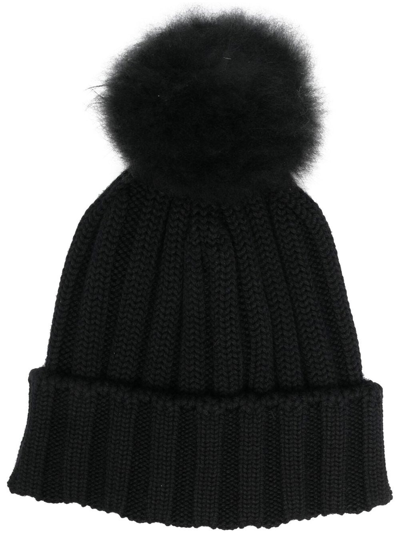 Woolrich Virgin-wool Beanie Hat In Schwarz