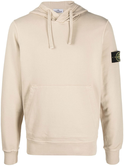 Stone Island Compass Patch Hoodie In Grey