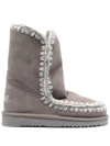 Mou Constrast-stitching Moccasin Boots In Grey