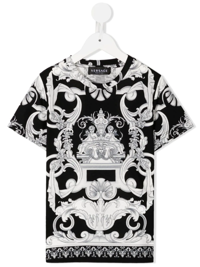 Versace All-over Baroque-print T-shirt In Schwarz