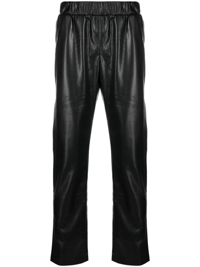 Anine Bing Black Colton Vegan Leather Track Trousers