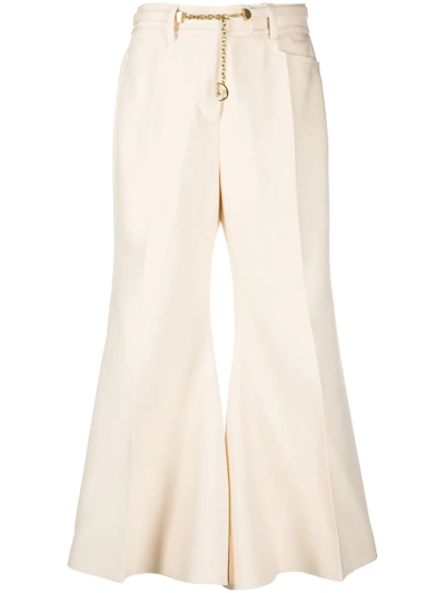 Zimmermann Flared Cropped Trousers In Nude