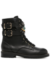 Kurt Geiger Hackney Buckle-embellished Leather Ankle Boots In Black